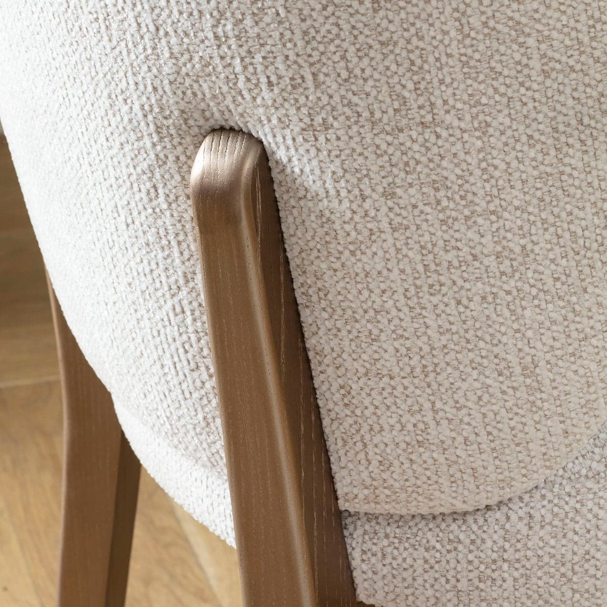 Dorado Luxury Solid Ash Dining Chair with Rich Cream Fabric and Champagne Colour Legs
