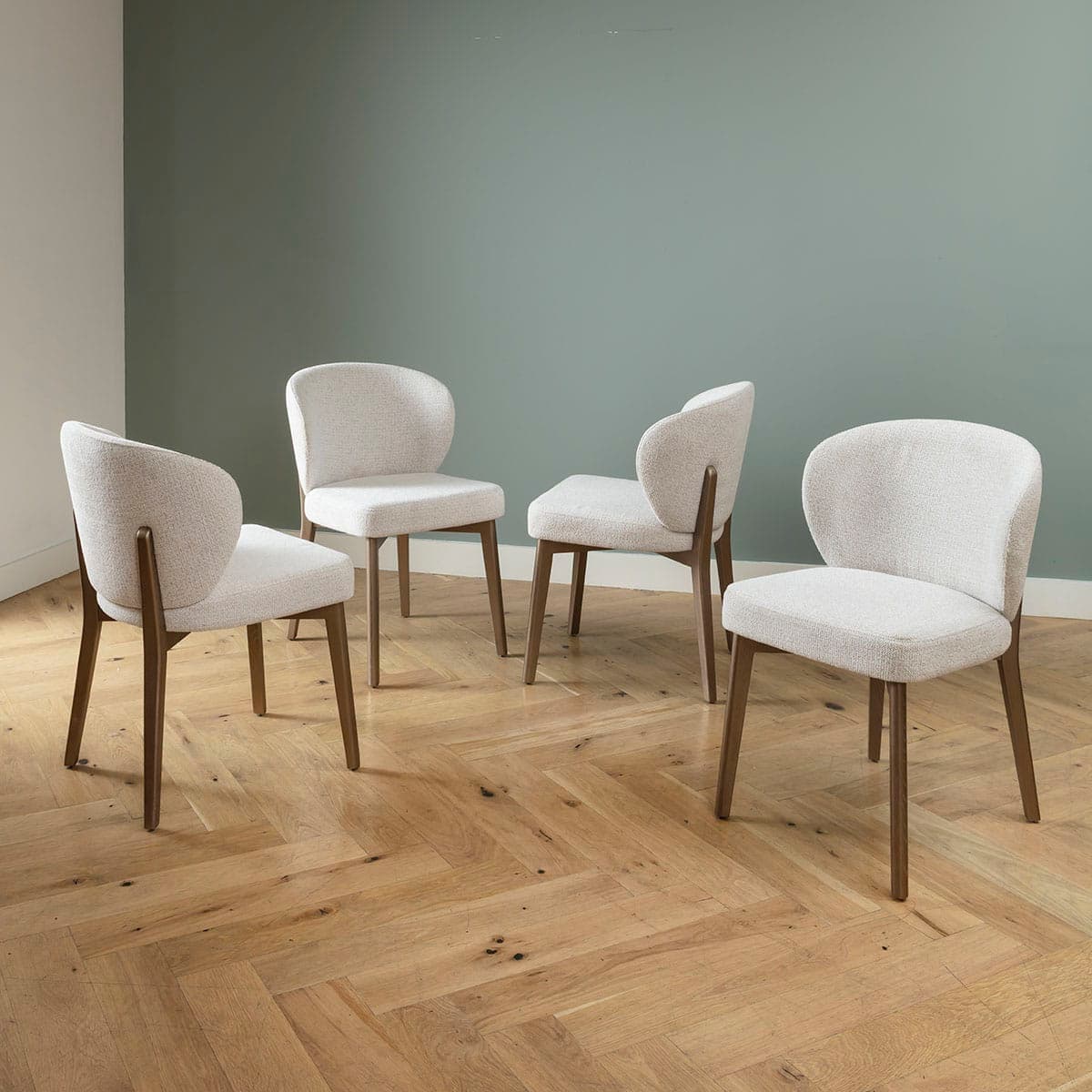 Dorado Luxury Solid Ash Dining Chair with Rich Cream Fabric and Champagne Colour Legs