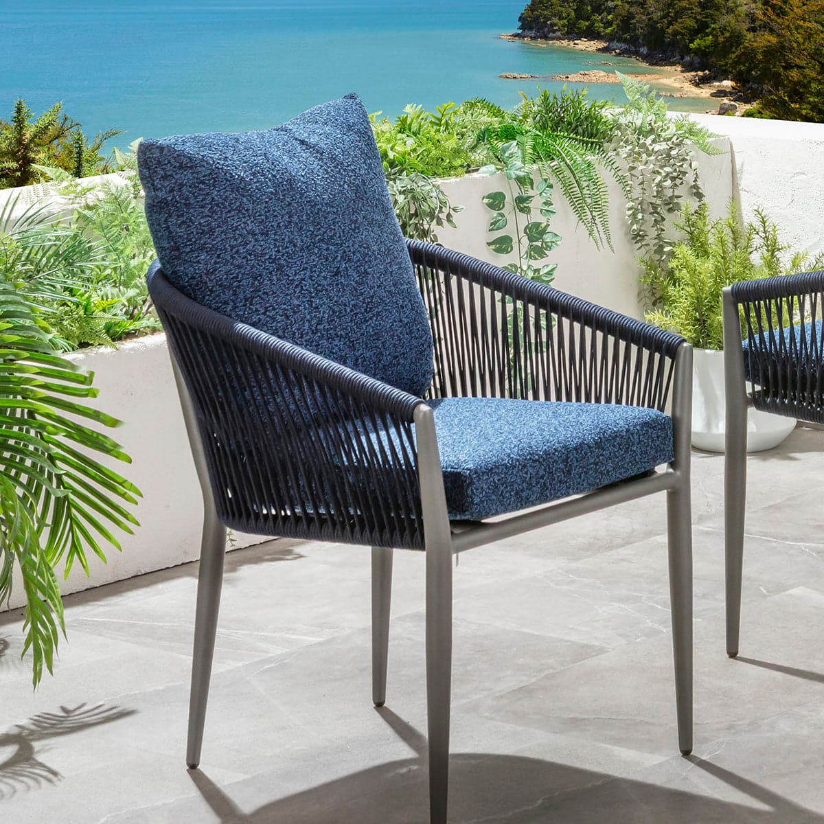 Cole Aluminium Rope Outdoor Garden Dining Chair Midnight Blue