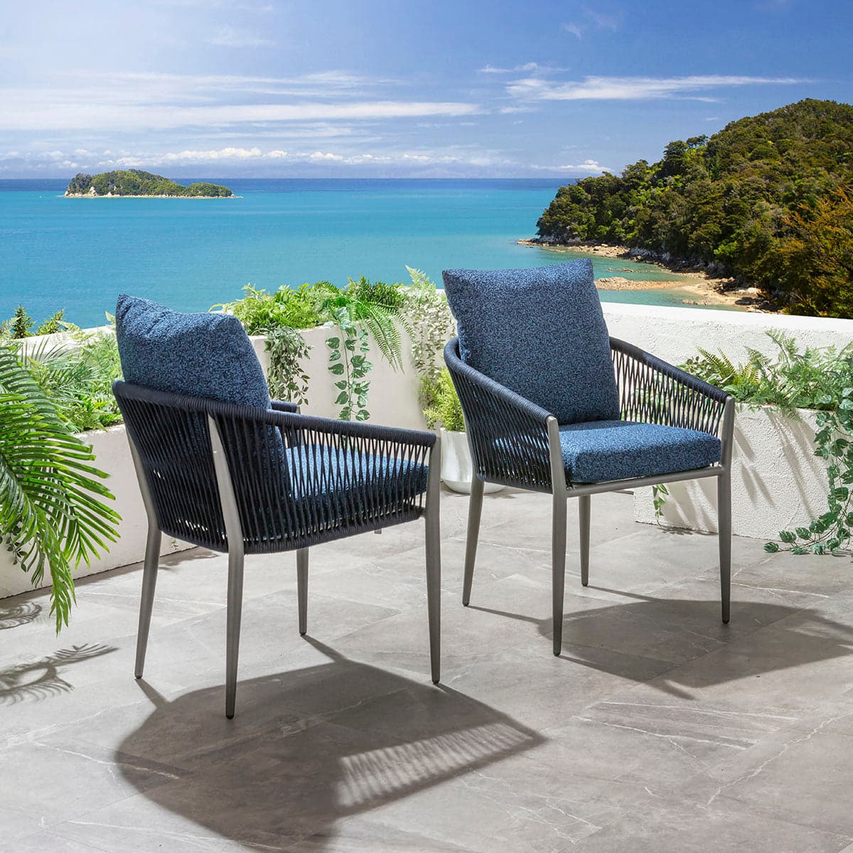Cole Aluminium Rope Outdoor Garden Dining Chair Midnight Blue