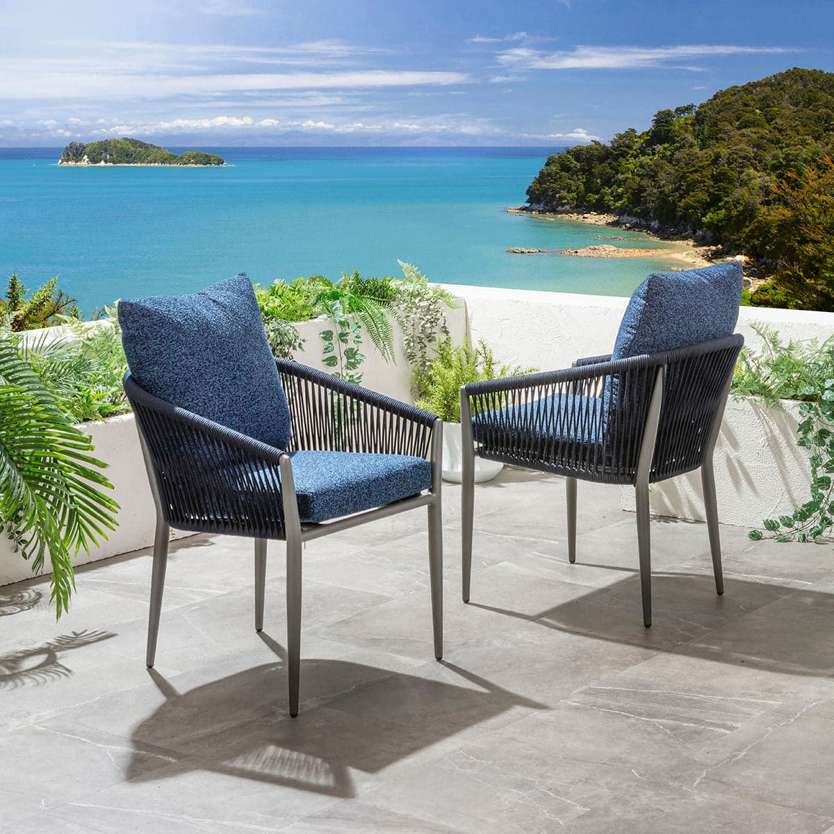 Cole Aluminium Rope Outdoor Garden Dining Chair Midnight Blue